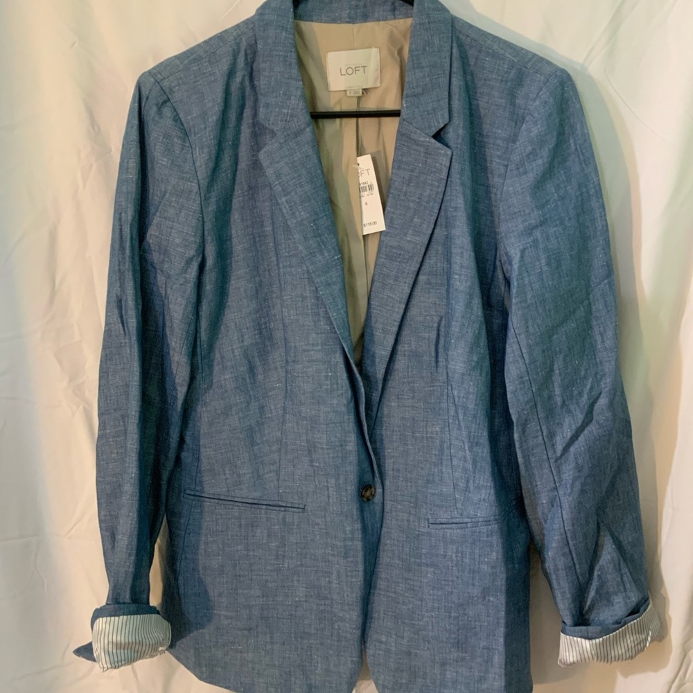 Cotton/linen blazer, loft, size 8. New with tags